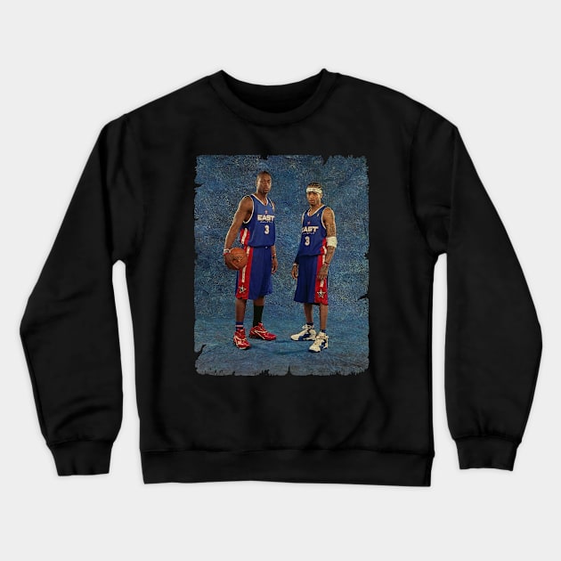 Dwyane Wade and Allen Iverson, NBA All-Star Game Portraits Crewneck Sweatshirt by Wendyshopart